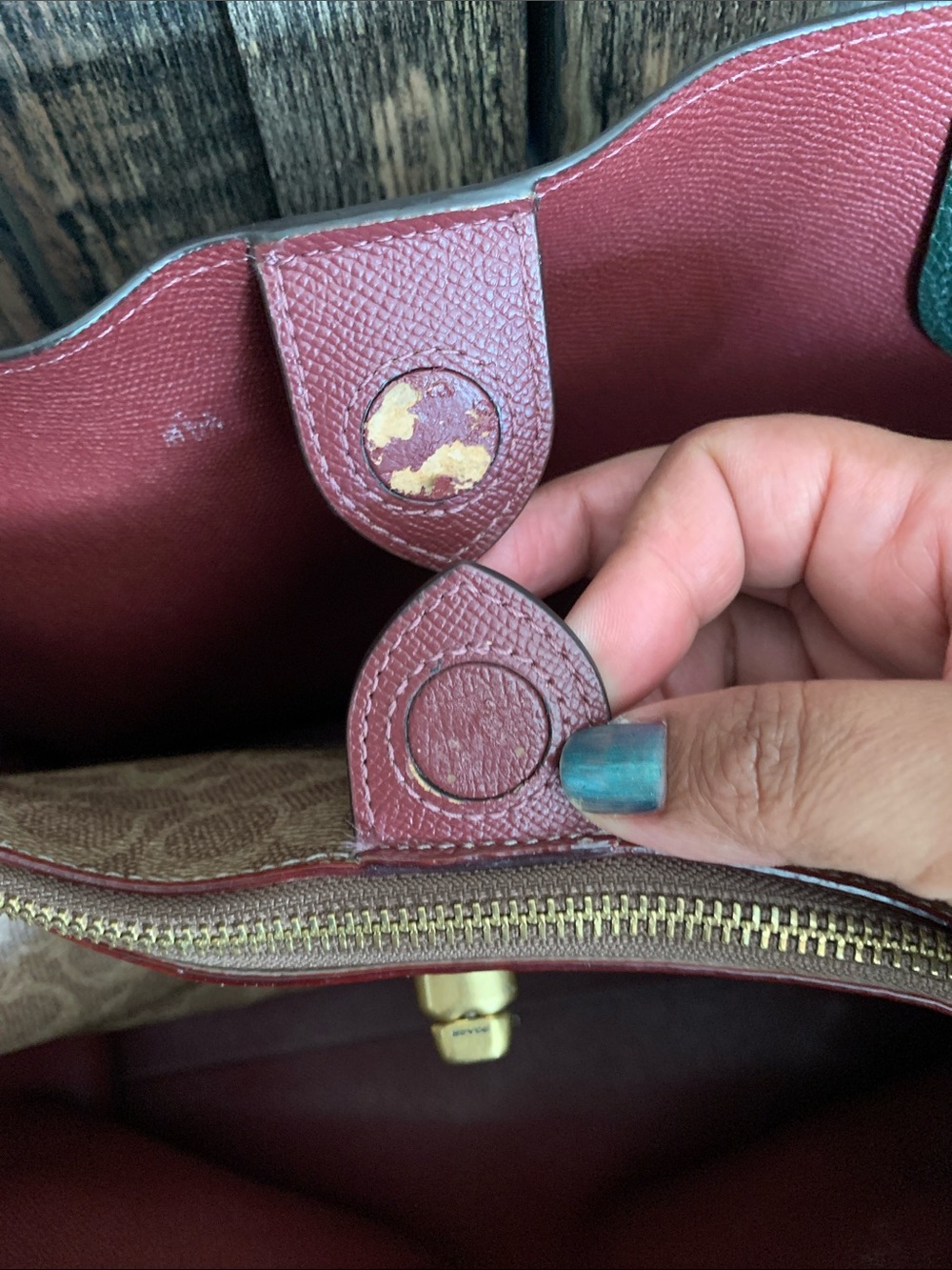 Coach Green Pebbled Leather Turnlock Tote with Tan Tag - Picture 3 of 11